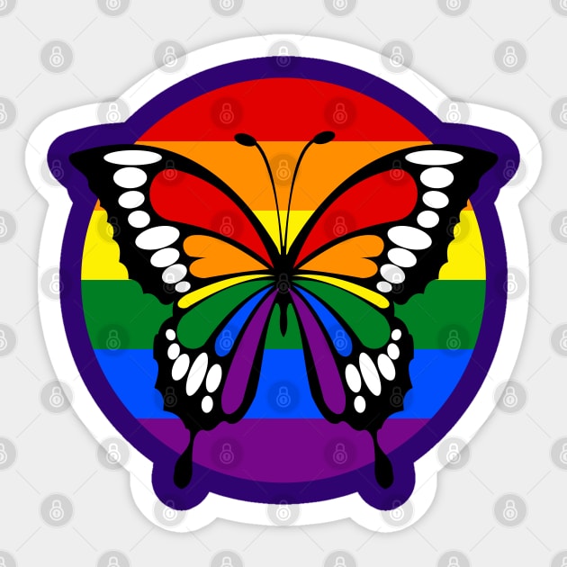 Button Rainbow Flag Stripes Butterfly Silhouette Sticker by EDDArt